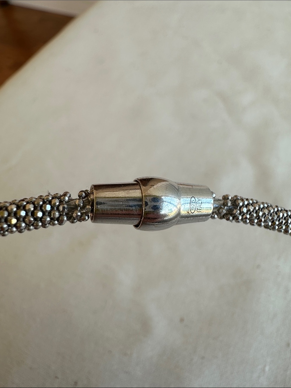 Shimmery Sterling Silver Mesh Choker Necklace- 925 Made in Italy - Picture 8 of 9
